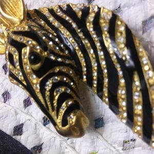 Rare Ciner Rhinestone Enamel Zebra Broach.…